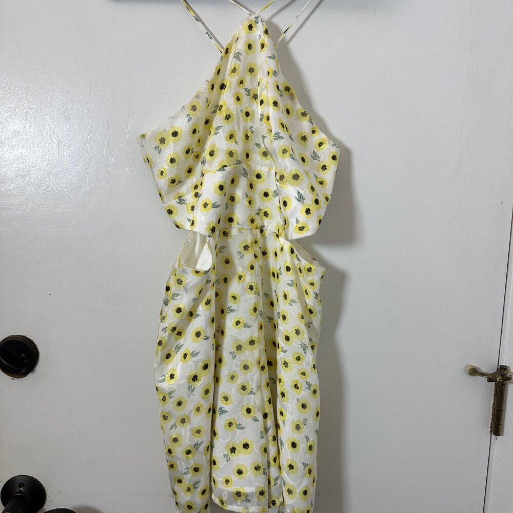 VGC Hutch Anthropologie String Halter neck Yellow Motif Ditsy Floral Romper SZ 6 - Picture 7 of 14